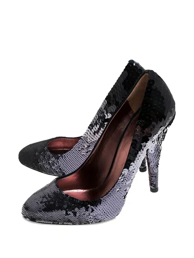 Pre-owned Miu Miu 120mm Sequin Pumps In Black