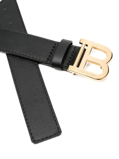 Balmain B-buckle Leather Belt In Black