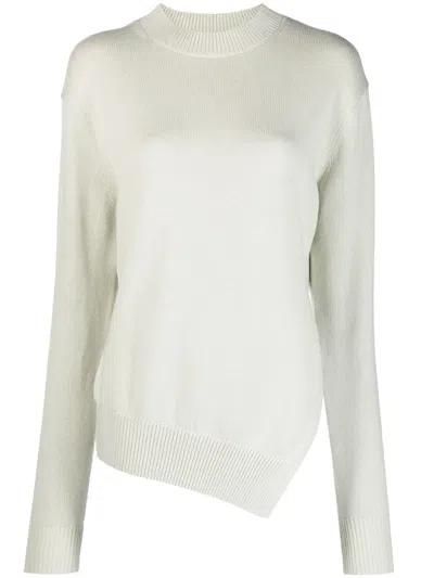 Studio Nicholson Shiso Asymmetric-hem Knitted Jumper In Gray