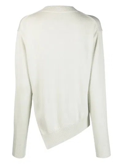 Studio Nicholson Shiso Asymmetric-hem Knitted Jumper In Gray