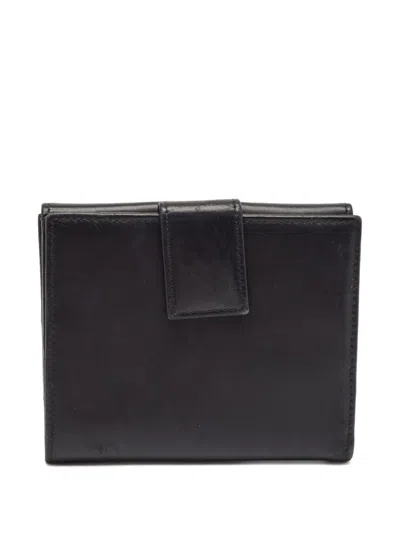 Pre-owned Gucci Leather Flap Wallet In Black