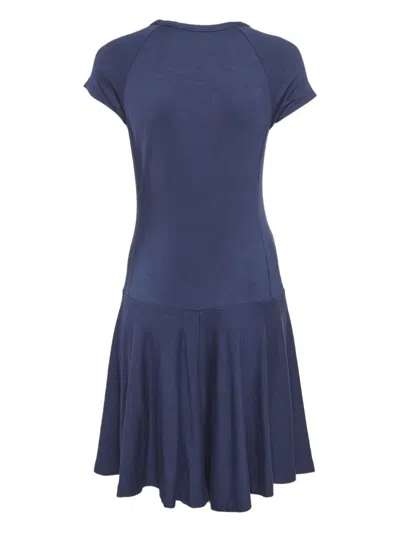 Pre-owned Polo Ralph Lauren Vintage  Raglan-sleeve Flared Dress In Blue