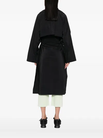 Issey Miyake Belted Trench Coat In Black