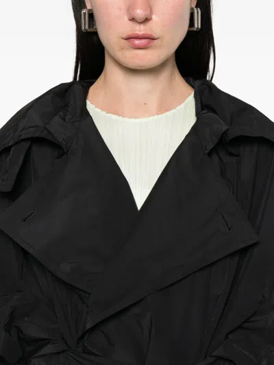 Issey Miyake Belted Trench Coat In Black