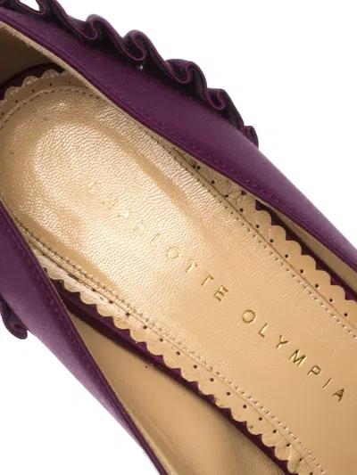 Pre-owned Charlotte Olympia  150mm Satin Platform Pumps In Purple