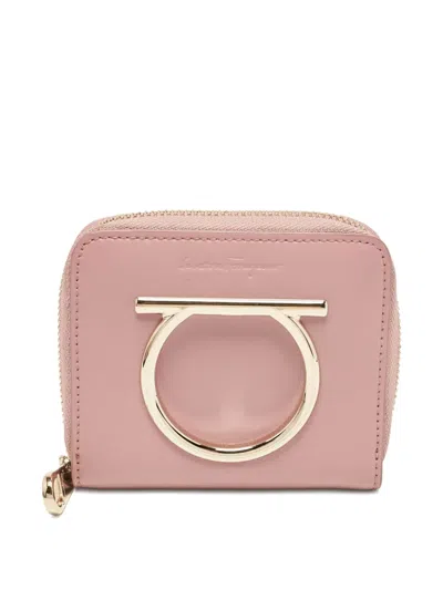 Pre-owned Ferragamo Gancini Zip Wallet In Pink