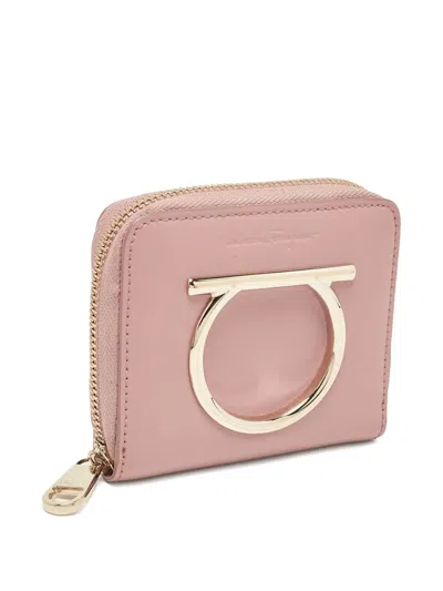 Pre-owned Ferragamo Gancini Zip Wallet In Pink