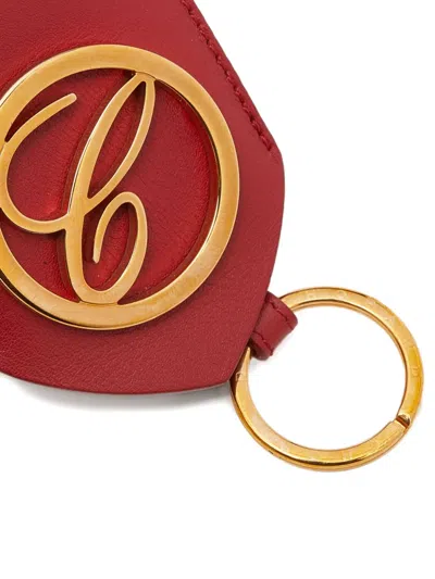 Pre-owned Chopard Logo-plaque Leather Key Ring In Red