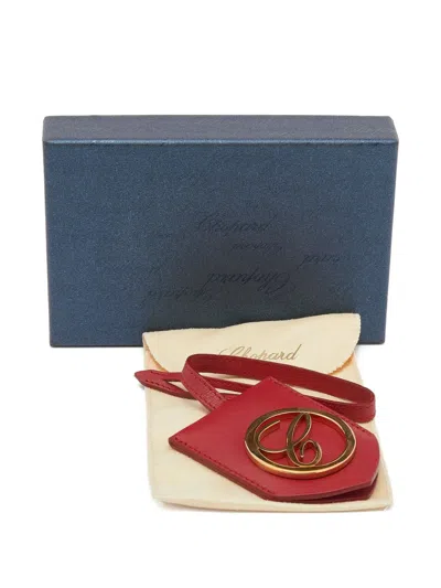 Pre-owned Chopard Logo-plaque Leather Key Ring In Red