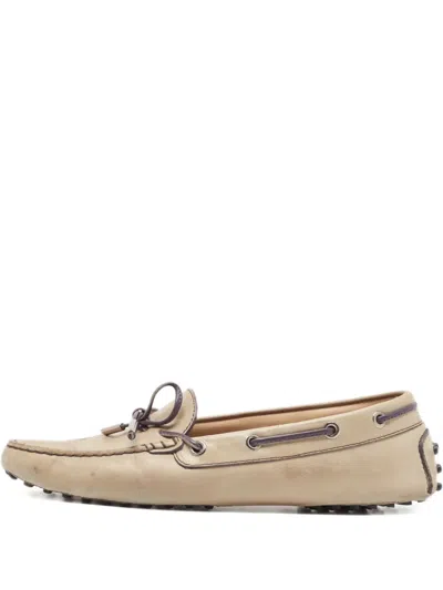 Pre-owned Tod's Vintage  Leather Loafer Shoes In Neutral