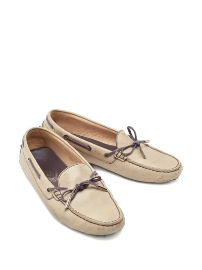 Pre-owned Tod's Vintage  Leather Loafer Shoes In Neutral