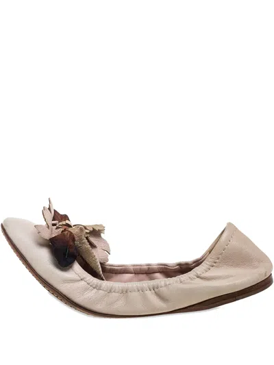 Pre-owned Miu Miu Leather-petal Ballet Flats