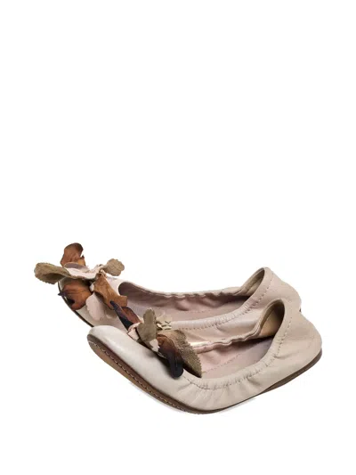 Pre-owned Miu Miu Leather-petal Ballet Flats