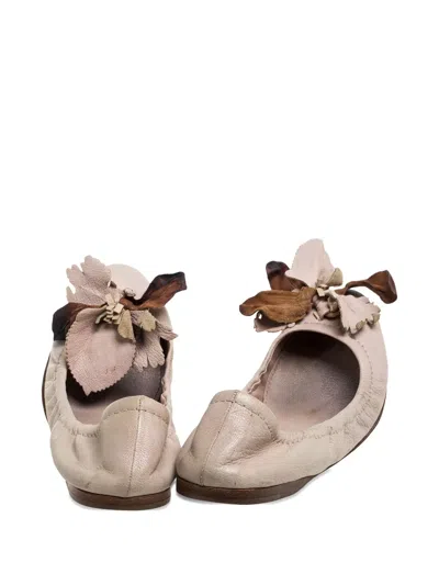 Pre-owned Miu Miu Leather-petal Ballet Flats