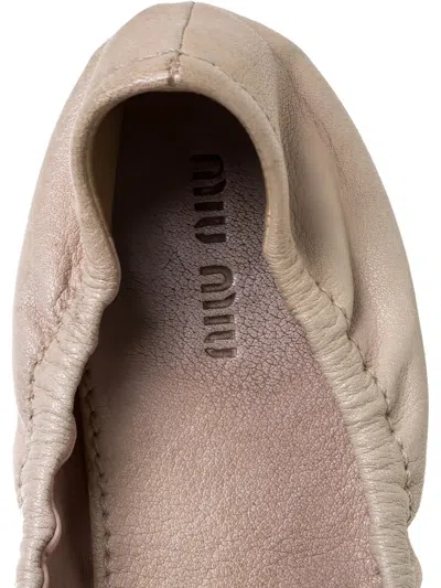 Pre-owned Miu Miu Leather-petal Ballet Flats