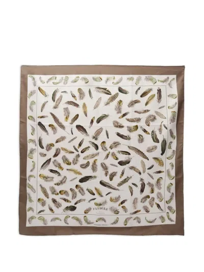 Pre-owned Hermes X Henri De Linarès 00s Carres 90 Plumes Scarf