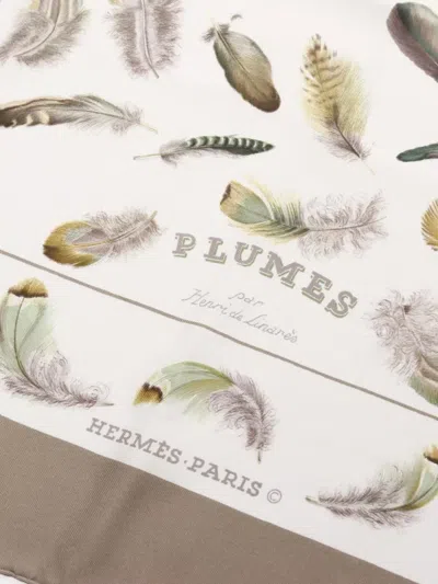 Pre-owned Hermes X Henri De Linarès 00s Carres 90 Plumes Scarf