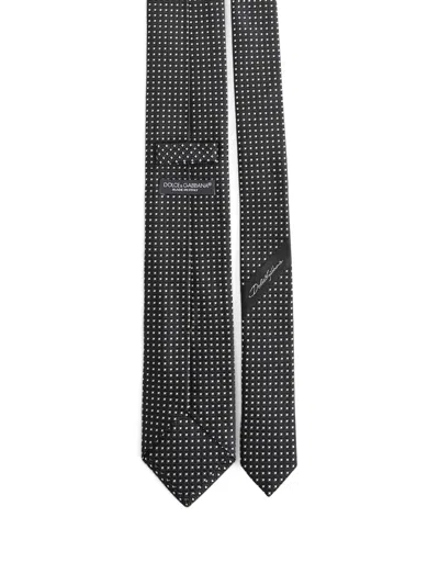 Dolce & Gabbana Men Black Jacquard Silk Martini Tie In Black