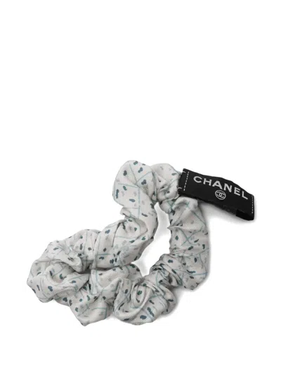 Pre-owned Chanel 1986-1988 Coco Mark Silk Scrunchie And Scarf Set