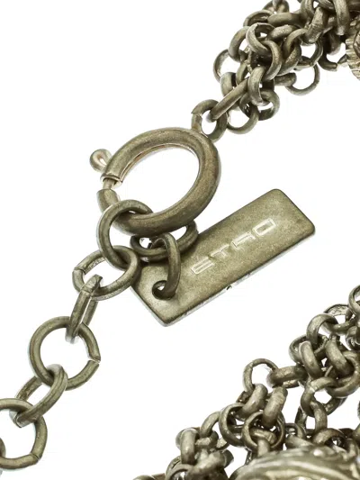 Pre-owned Etro Charm-detailing Bracelet In Silver