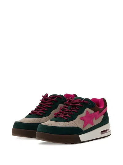 A Bathing Ape Star-patch Suede Sneakers In Pink