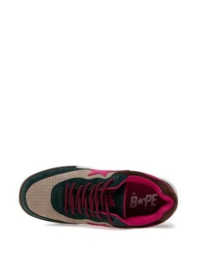 A Bathing Ape Star-patch Suede Sneakers In Pink