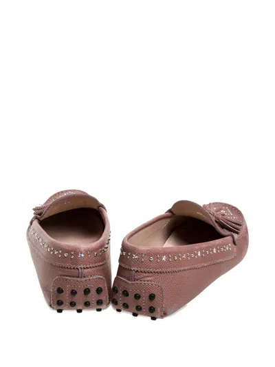 Pre-owned Tod's Vintage  Tassel Studded Loafers In Pink