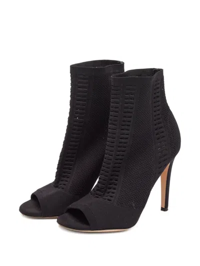 Pre-owned Gianvito Rossi 115mm  Peep-toe Boots In Black