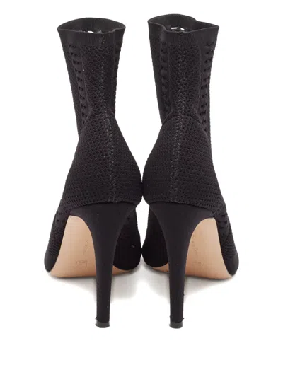 Pre-owned Gianvito Rossi 115mm  Peep-toe Boots In Black