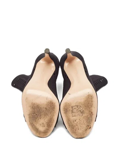 Pre-owned Gianvito Rossi 115mm  Peep-toe Boots In Black