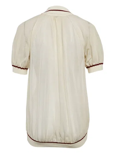 Pre-owned Hermes Contrast-trim Polo Top In White