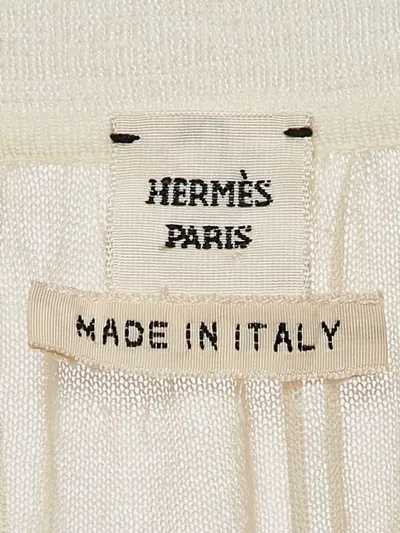 Pre-owned Hermes Contrast-trim Polo Top In White