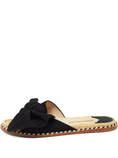 Pre-owned Paloma Barceló 2024 Bow Suede Sandals In Black
