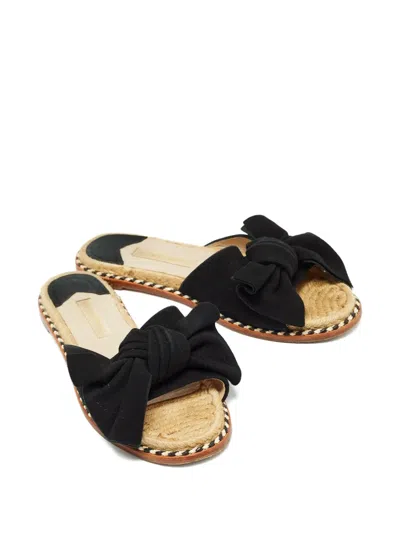 Pre-owned Paloma Barceló 2024 Bow Suede Sandals In Black