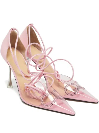 Pre-owned Mach&mach 100mm Pointed-toe Crystal-embellishment Pumps In Pink