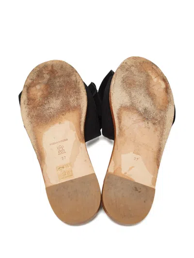 Pre-owned Paloma Barceló 2024 Bow Suede Sandals In Black