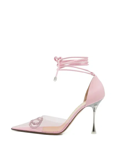 Pre-owned Mach&mach 100mm Pointed-toe Crystal-embellishment Pumps In Pink