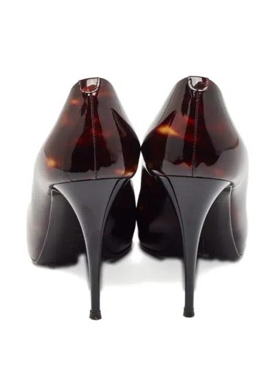 Pre-owned Giuseppe Zanotti Vintage 120mm Patent-leather Peep-toe Pumps In Brown