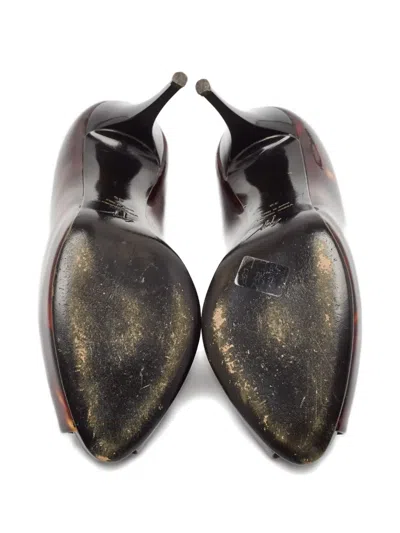 Pre-owned Giuseppe Zanotti Vintage 120mm Patent-leather Peep-toe Pumps In Brown