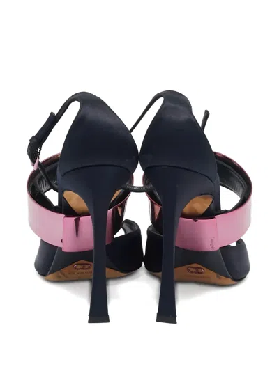 Pre-owned Dior 110mm Satin Heeled Sandal In Black