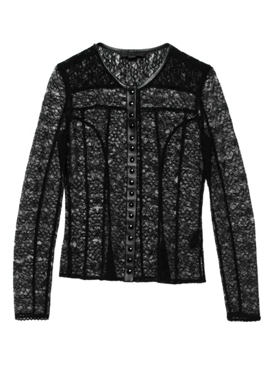 Pre-owned Alexander Wang Leather-trim Lace T-shirt