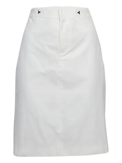 Pre-owned Polo Ralph Lauren Vintage  Cotton Lace-up Skirt In White