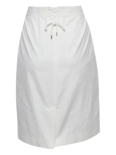 Pre-owned Polo Ralph Lauren Vintage  Cotton Lace-up Skirt In White