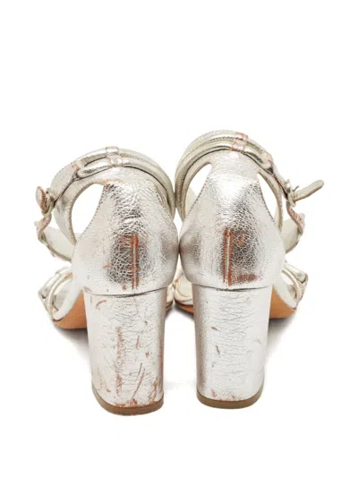 Pre-owned Alexander Mcqueen 60mm Leather Ankle-strap Sandals In Gray
