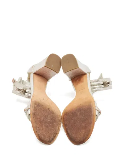 Pre-owned Alexander Mcqueen 60mm Leather Ankle-strap Sandals In Gray