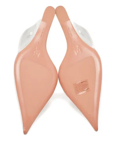 Pre-owned Amina Muaddi  90mm Ane Glass Pumps In White