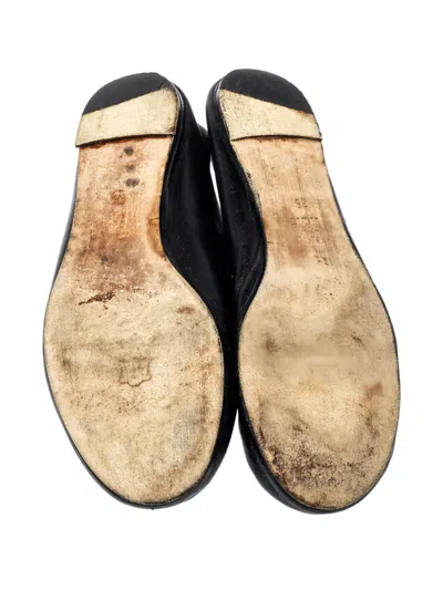Pre-owned Carolina Herrera Vintage  Leather Ballet Flats In Black