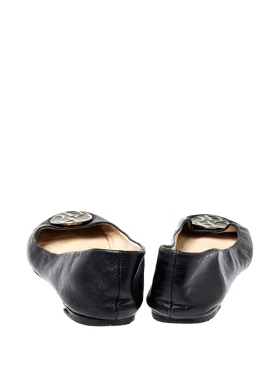 Pre-owned Carolina Herrera Vintage  Leather Ballet Flats In Black