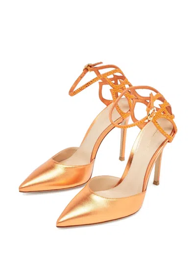 Pre-owned Gianvito Rossi  110mm Pointed Toe Crystal Strap Sandals