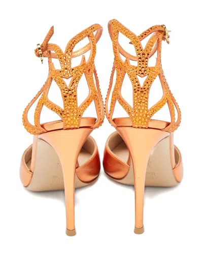 Pre-owned Gianvito Rossi  110mm Pointed Toe Crystal Strap Sandals